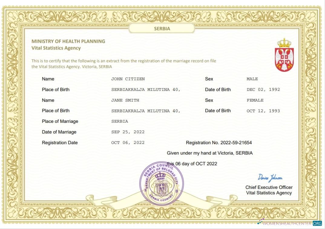 Download Serbia marriage certificate Word and PDF template Photoshop template